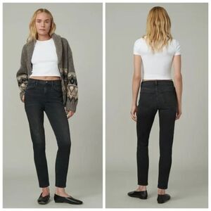 Joes Glossy Waxed Gray Coated The Charlie High Rise Skinny Ankle Jeans Size 28‎